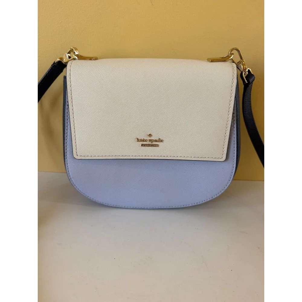 Kate Spade Brydie Tile Blue White Crossbody Bag Leather Preppy